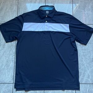 FootJoy Men's Navy/White/Blue 97%Polyester ShortSleeve PoloShirt Stripe Golf XL